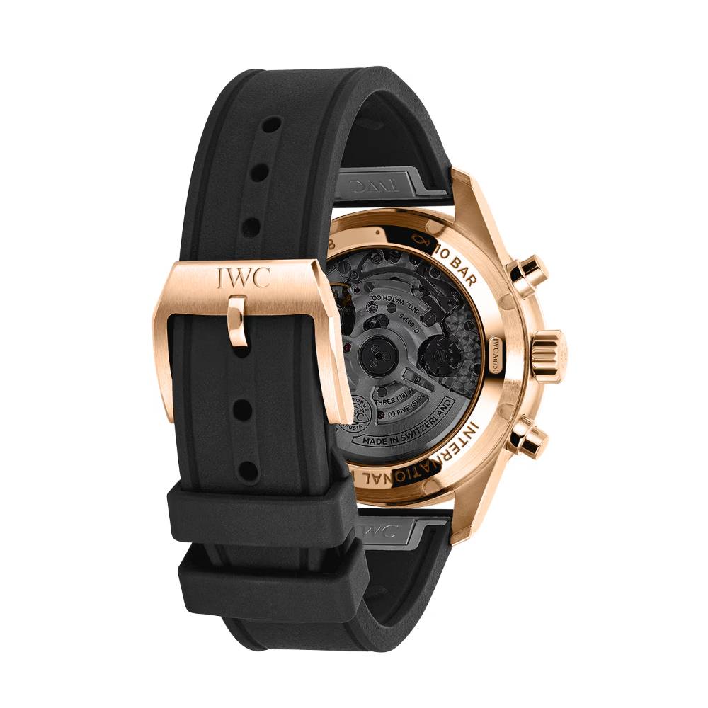 2025 Model IWC Pilot’s Watch Performance Chronograph 41mm - Ref: IW388309 Black Dial in 18k Rose Gold Case, Black Rubber