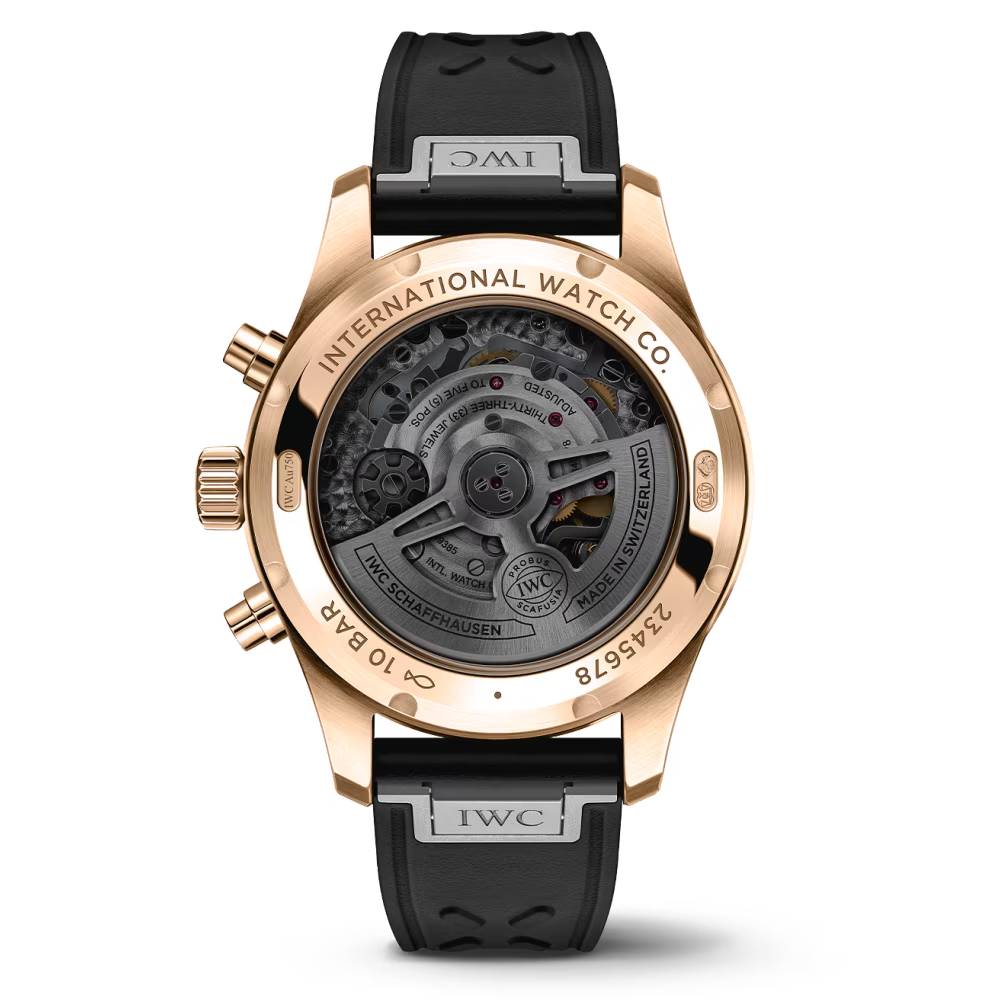 2025 Model IWC Pilot’s Watch Performance Chronograph 41mm - Ref: IW388309 Black Dial in 18k Rose Gold Case, Black Rubber