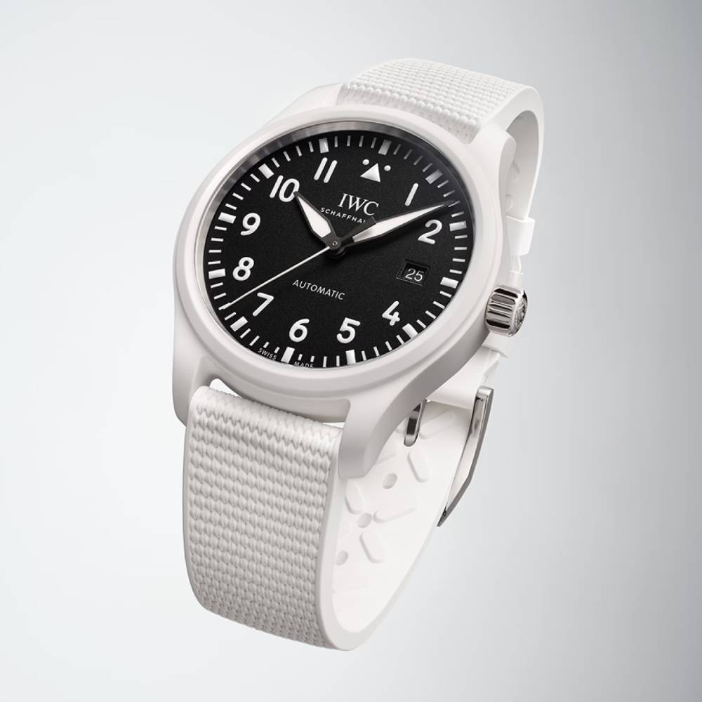 2025 Model IWC Pilot's Watch Automatic TOP GUN Lake Tahoe 41mm - Ref: IW328104 Black Dial in Ceramic Case, White Rubber