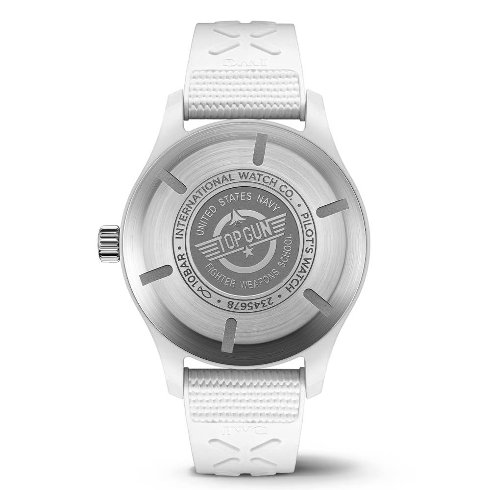 2025 Model IWC Pilot's Watch Automatic TOP GUN Lake Tahoe 41mm - Ref: IW328104 Black Dial in Ceramic Case, White Rubber