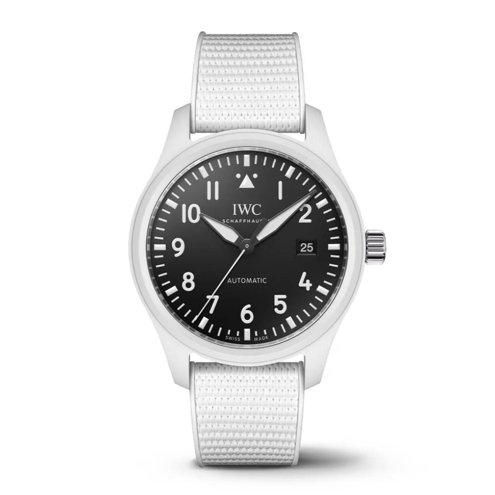 2025 Model IWC Pilot's Watch Automatic TOP GUN Lake Tahoe 41mm - Ref: IW328104 Black Dial in Ceramic Case, White Rubber