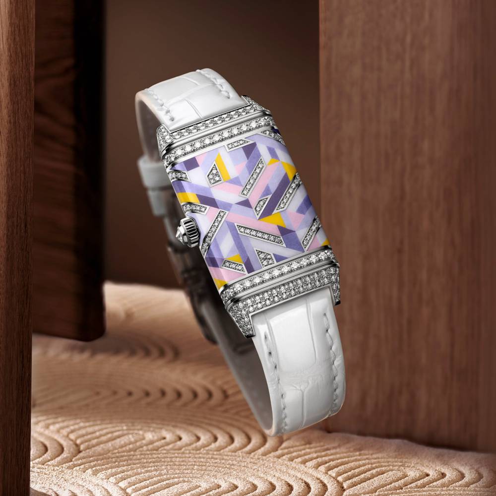 2025 Model Jaeger-LeCoultre Reverso One Precious Colours 40mm - Ref: Q3293433 White Mother-of-Pearl Dial in 18k White Gold Case, White Leather