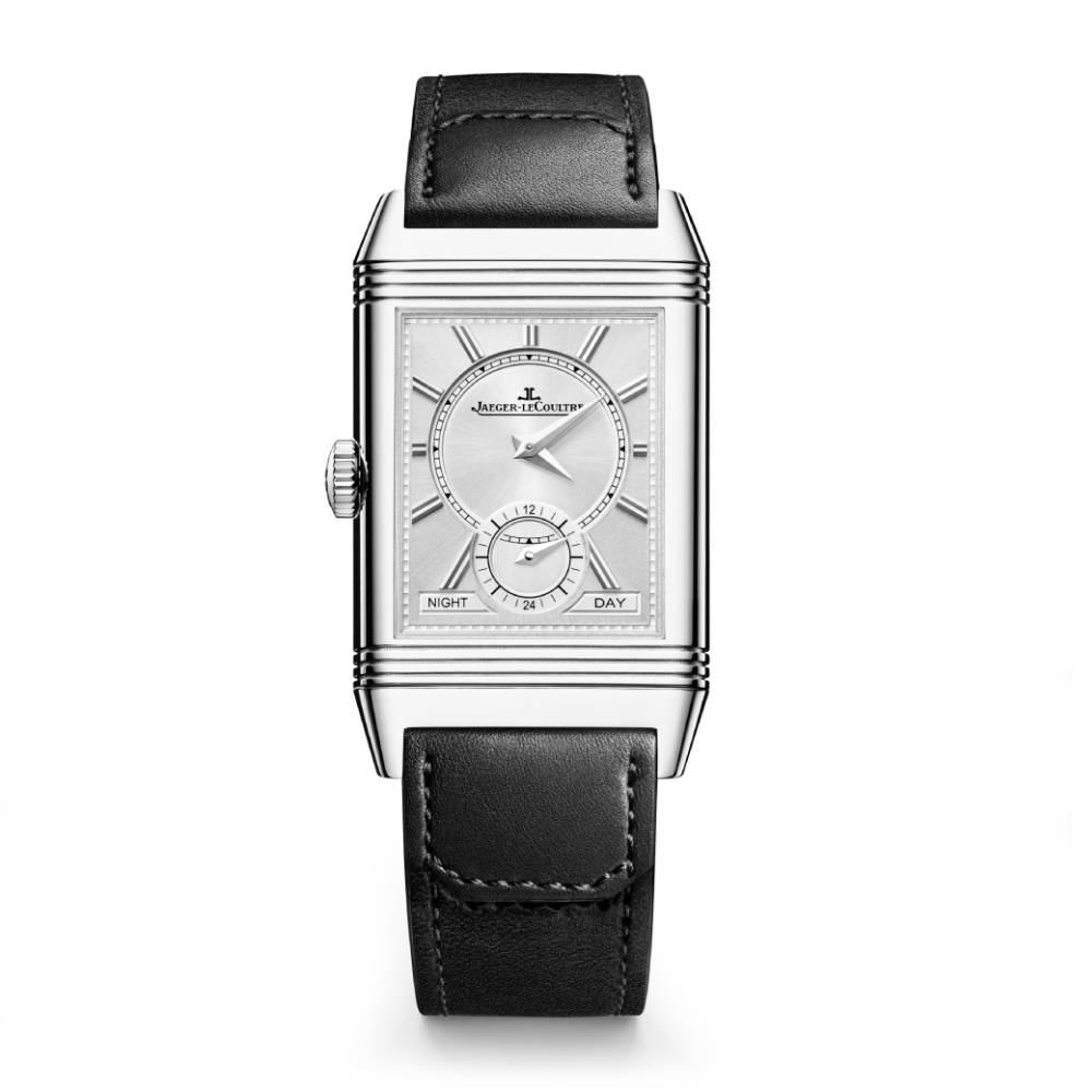 2025 Model Jaeger-LeCoultre Reverso Tribute Duoface Small Seconds 45mm - Ref: Q398847J Black/Grey Dial in Stainless Steel Case, Black Calfskin Leather