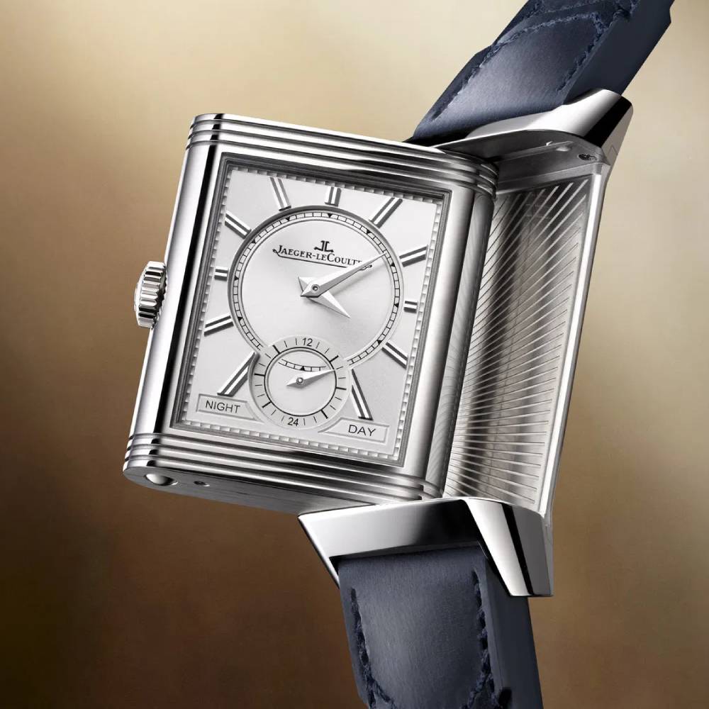 2025 Model Jaeger-LeCoultre Reverso Tribute Duoface Small Seconds 47mm - Ref: Q3988481 Blue/Silvered Gray Dial in Stainless Steel Case, Blue Calfskin Leather
