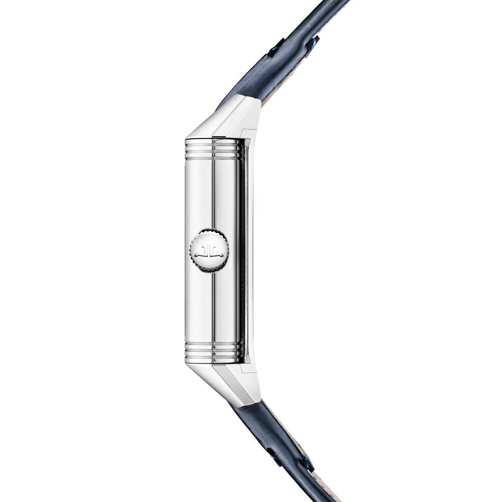 2025 Model Jaeger-LeCoultre Reverso Tribute Duoface Small Seconds 47mm - Ref: Q3988481 Blue/Silvered Gray Dial in Stainless Steel Case, Blue Calfskin Leather