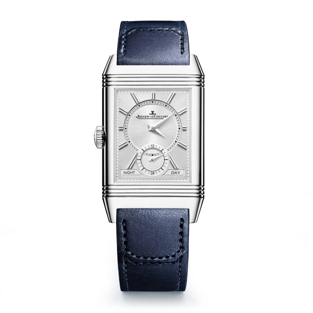 2025 Model Jaeger-LeCoultre Reverso Tribute Duoface Small Seconds 47mm - Ref: Q3988481 Blue/Silvered Gray Dial in Stainless Steel Case, Blue Calfskin Leather