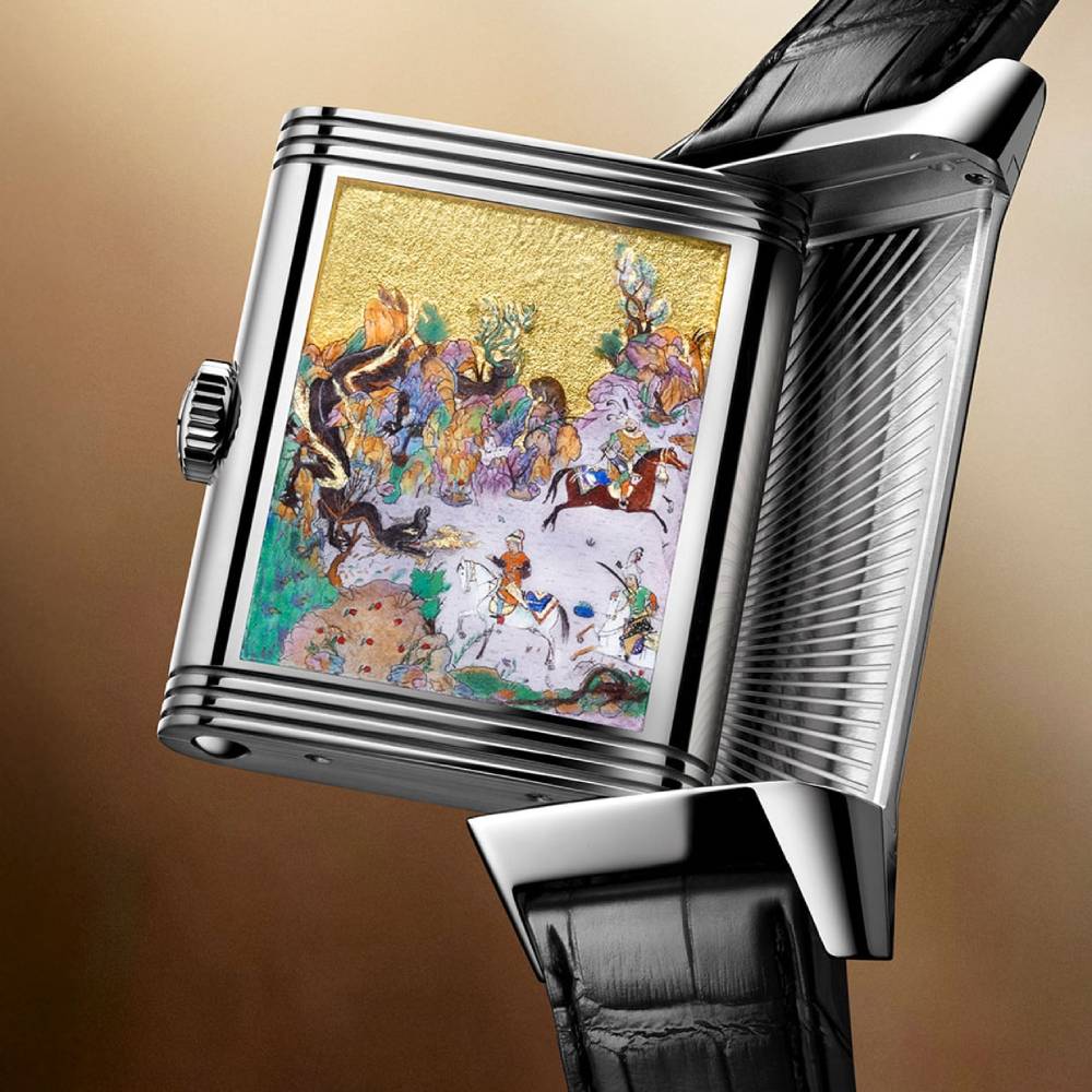 2025 Model Jaeger-LeCoultre Reverso Tribute Faridun Tests His Sons 45mm - Ref: Q39334S2 Blue Dial in 18k White Gold Case, Black Leather
