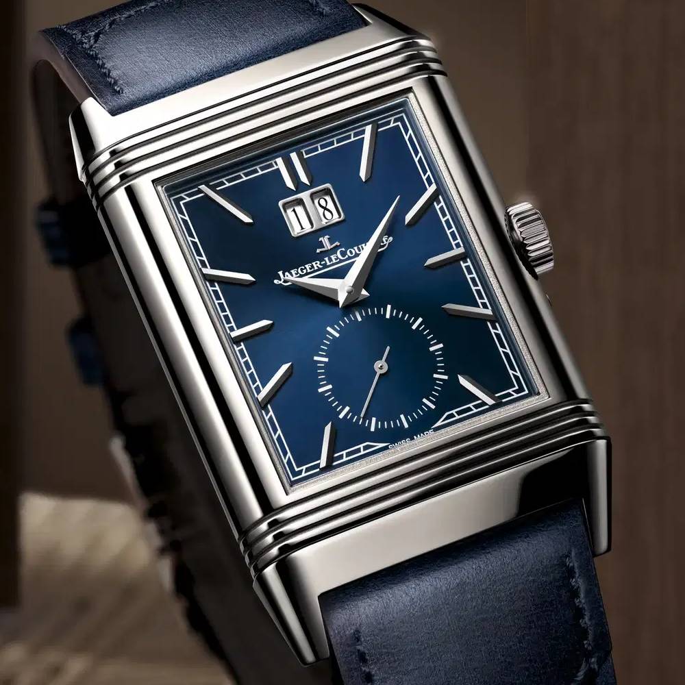2025 Model Jaeger-LeCoultre Reverso Tribute Geographic 45mm - Ref: Q714845J Blue Dial in Stainless Steel Case, Blue Calfskin Leather