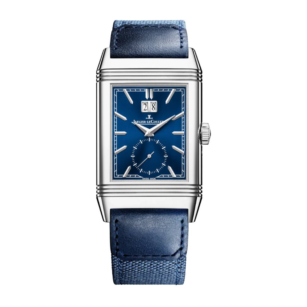 2025 Model Jaeger-LeCoultre Reverso Tribute Geographic 45mm - Ref: Q714845J Blue Dial in Stainless Steel Case, Blue Calfskin Leather