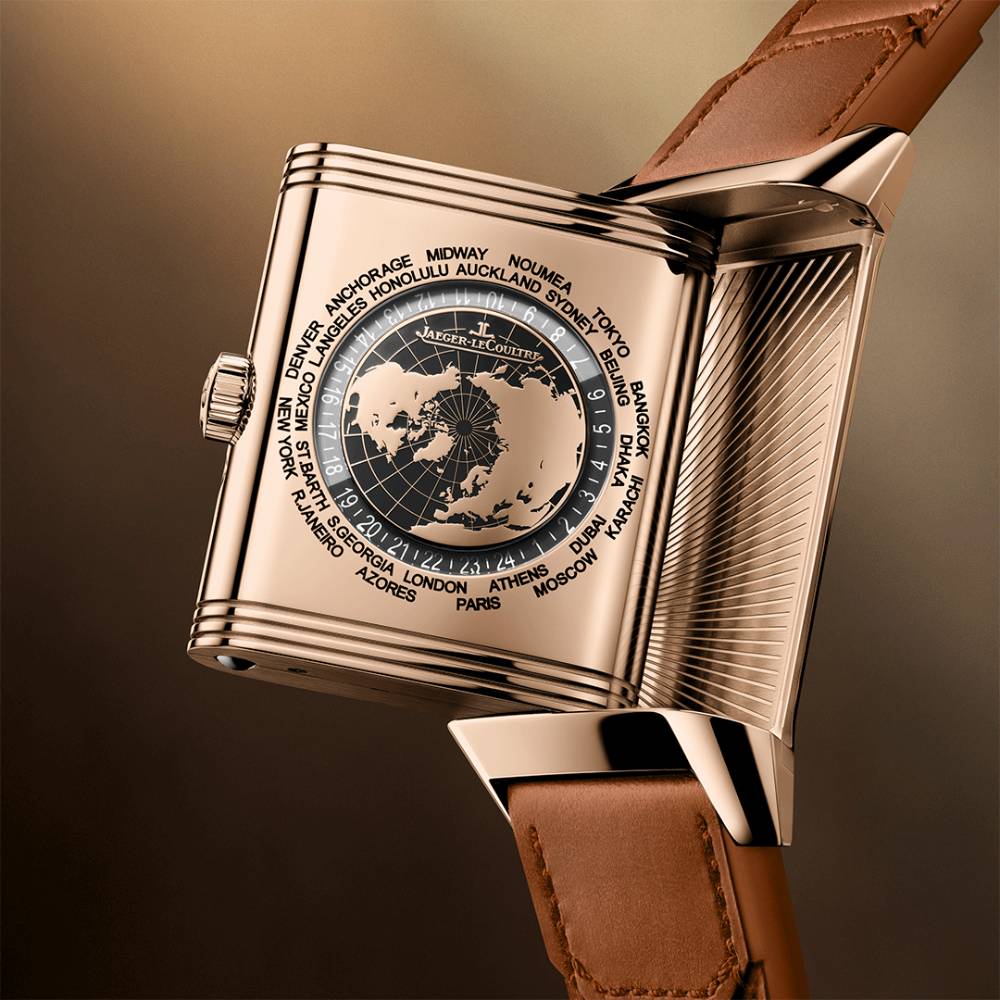 2025 Model Jaeger-LeCoultre Reverso Tribute Geographic 49mm - Ref: Q714256J Brown Dial in 18k Rose Gold Case, Light-Brown Leather
