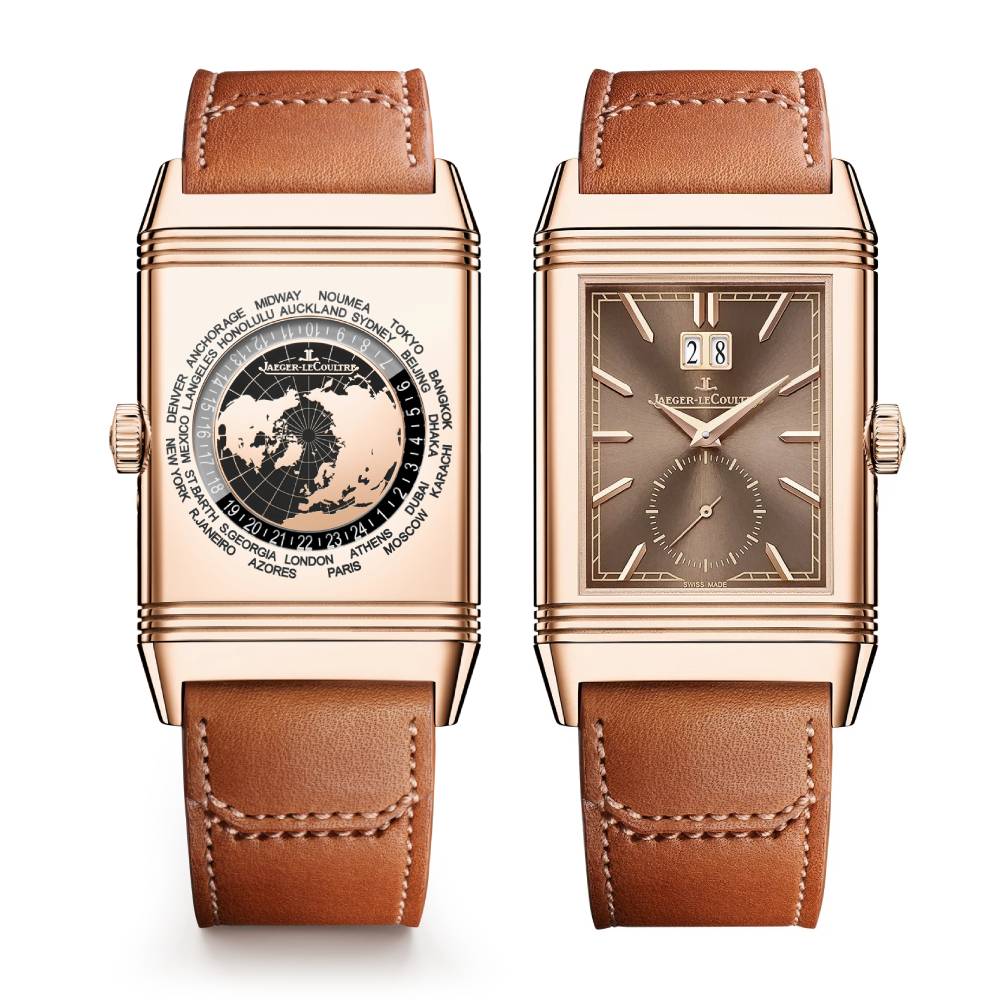 2025 Model Jaeger-LeCoultre Reverso Tribute Geographic 49mm - Ref: Q714256J Brown Dial in 18k Rose Gold Case, Light-Brown Leather