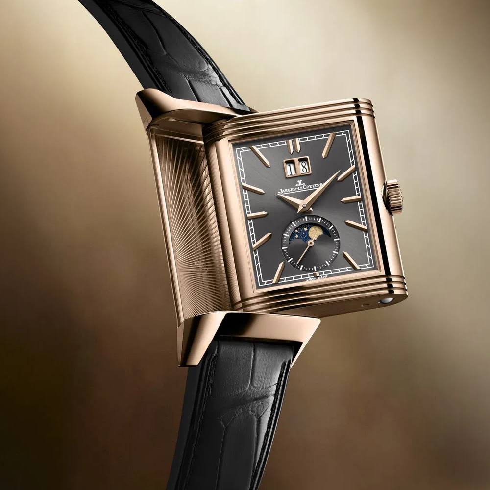 2025 Model Jaeger-LeCoultre Reverso Tribute Nonantieme ‘Enamel’ 49mm - Ref: Q71125E1 Blue/Grey Dial in 18k Rose Gold Case, Black Leather