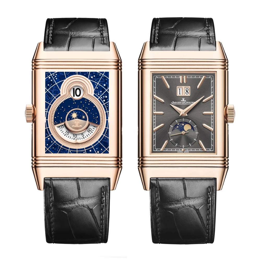 2025 Model Jaeger-LeCoultre Reverso Tribute Nonantieme ‘Enamel’ 49mm - Ref: Q71125E1 Blue/Grey Dial in 18k Rose Gold Case, Black Leather