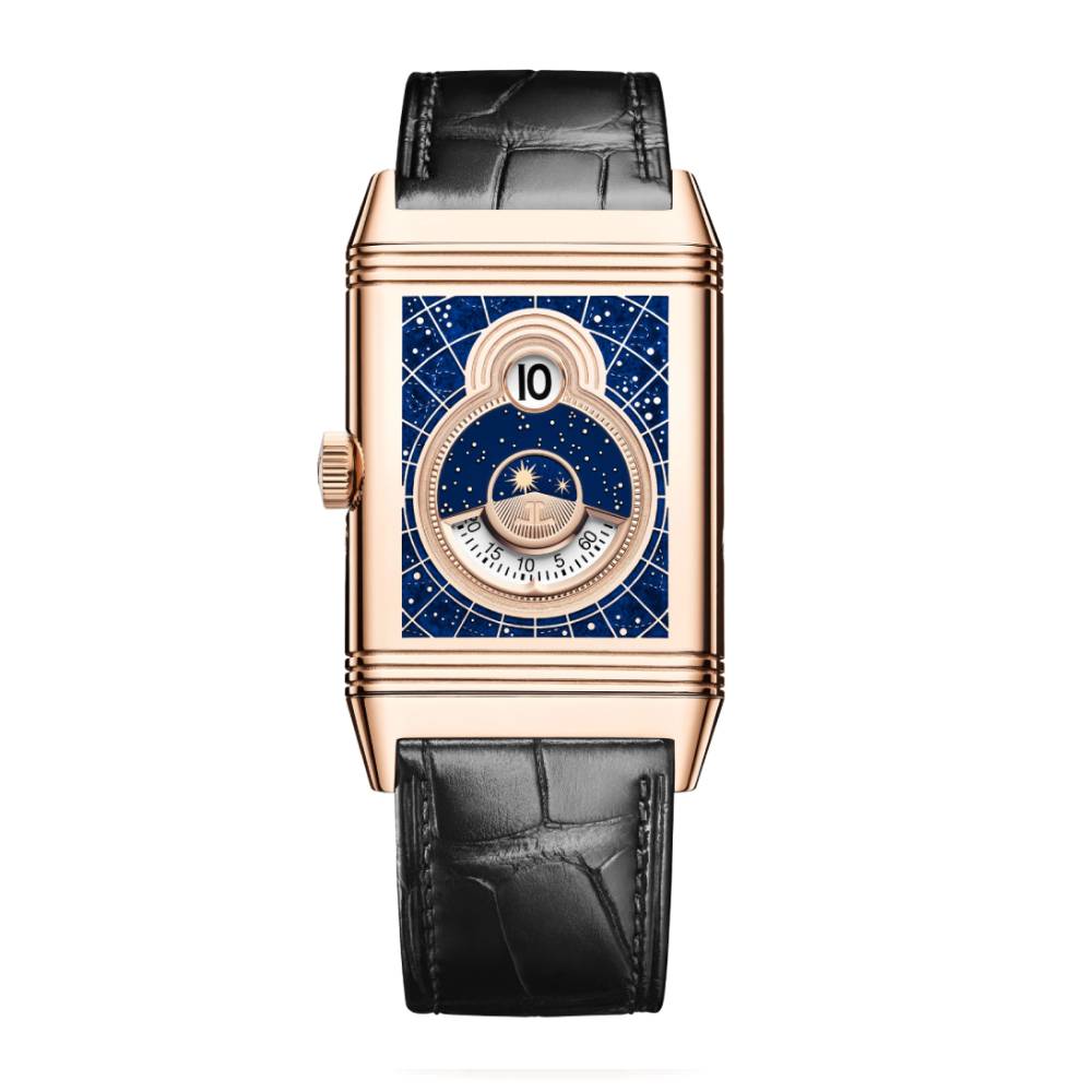 2025 Model Jaeger-LeCoultre Reverso Tribute Nonantieme ‘Enamel’ 49mm - Ref: Q71125E1 Blue/Grey Dial in 18k Rose Gold Case, Black Leather