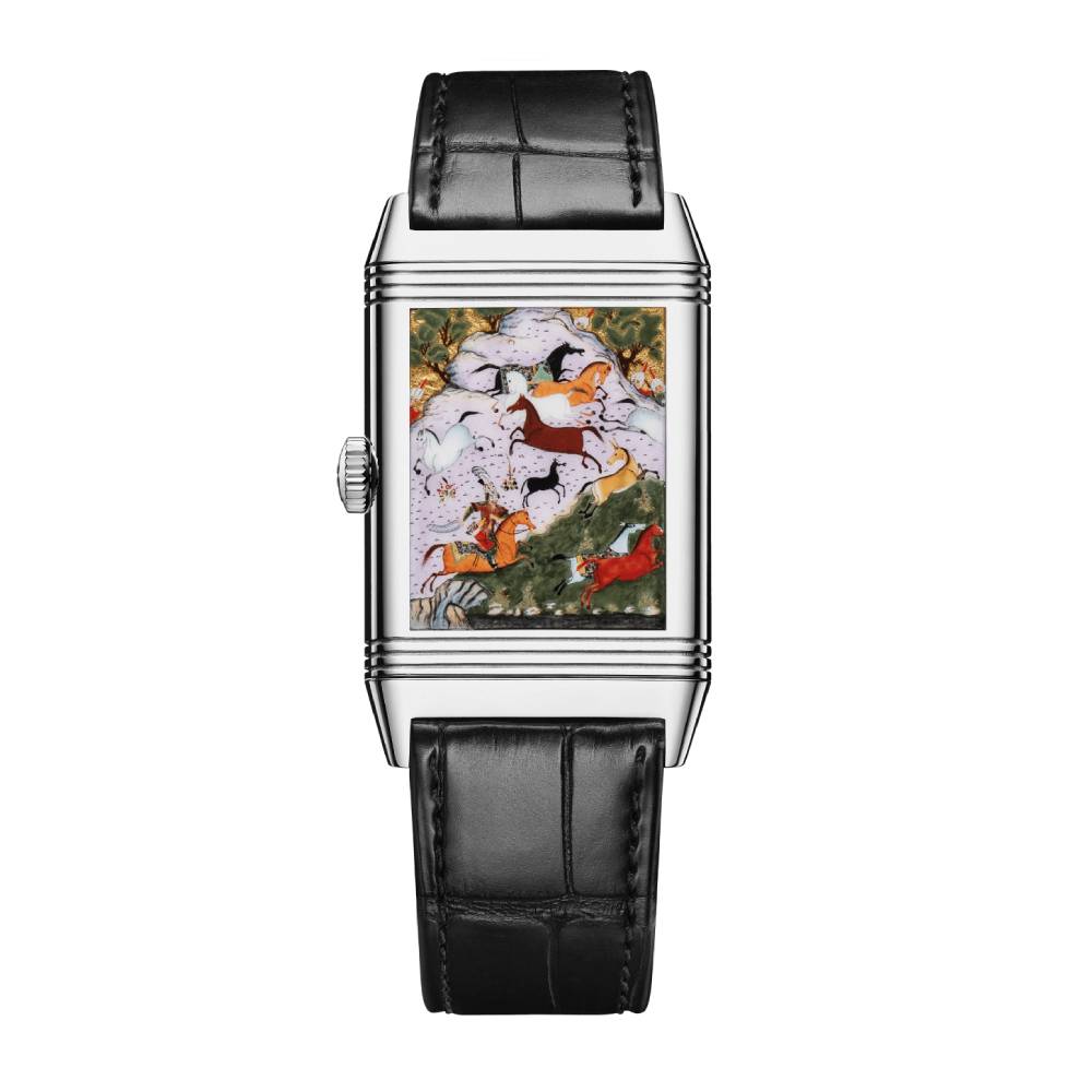 2025 Model Jaeger-LeCoultre Reverso Tribute Rustam Pursues Akvan 45mm - Ref: Q39334S4 Green Dial in 18k White Gold Case, Black Leather
