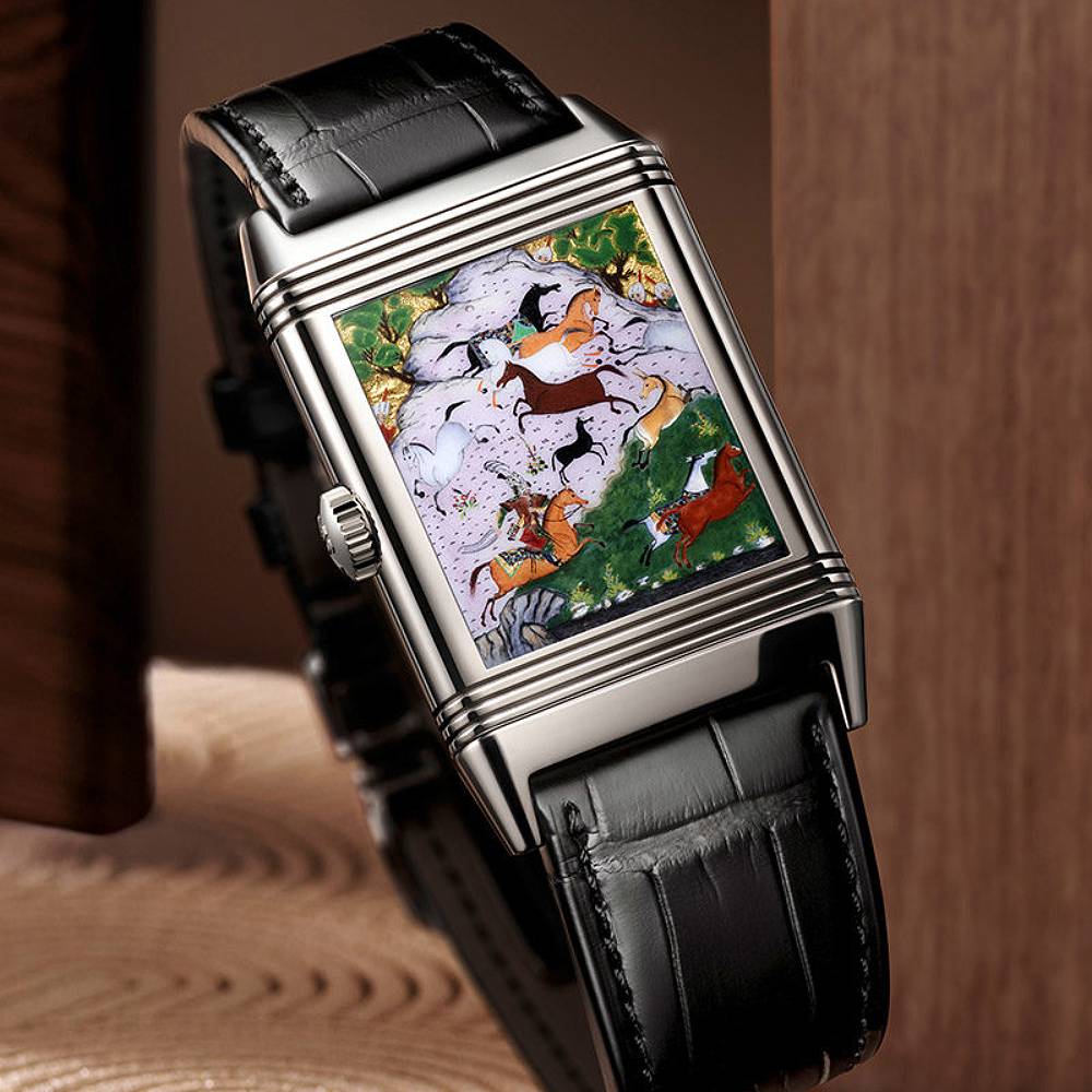 2025 Model Jaeger-LeCoultre Reverso Tribute Rustam Pursues Akvan 45mm - Ref: Q39334S4 Green Dial in 18k White Gold Case, Black Leather
