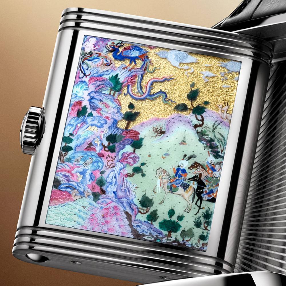 2025 Model Jaeger-LeCoultre Reverso Tribute Saam Comes To Alburz 45mm - Ref: Q39334S3 Green Dial in 18k White Gold Case, Black Leather