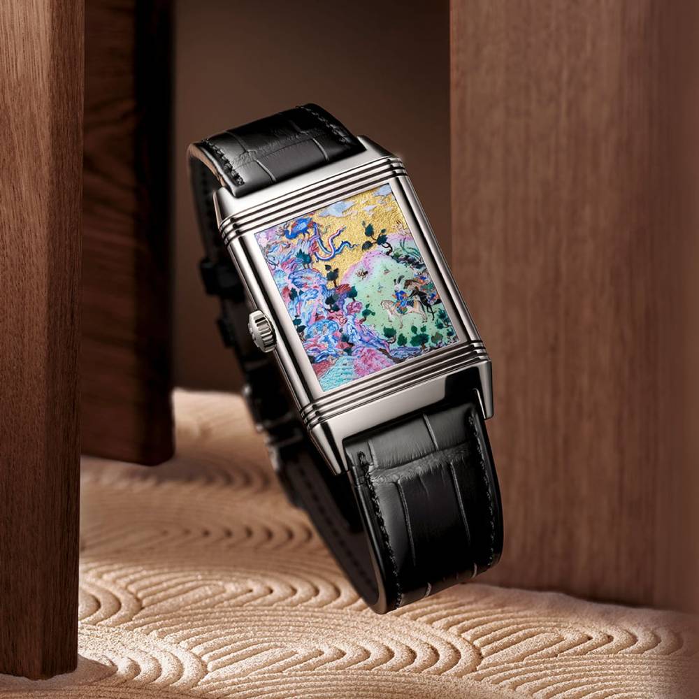 2025 Model Jaeger-LeCoultre Reverso Tribute Saam Comes To Alburz 45mm - Ref: Q39334S3 Green Dial in 18k White Gold Case, Black Leather