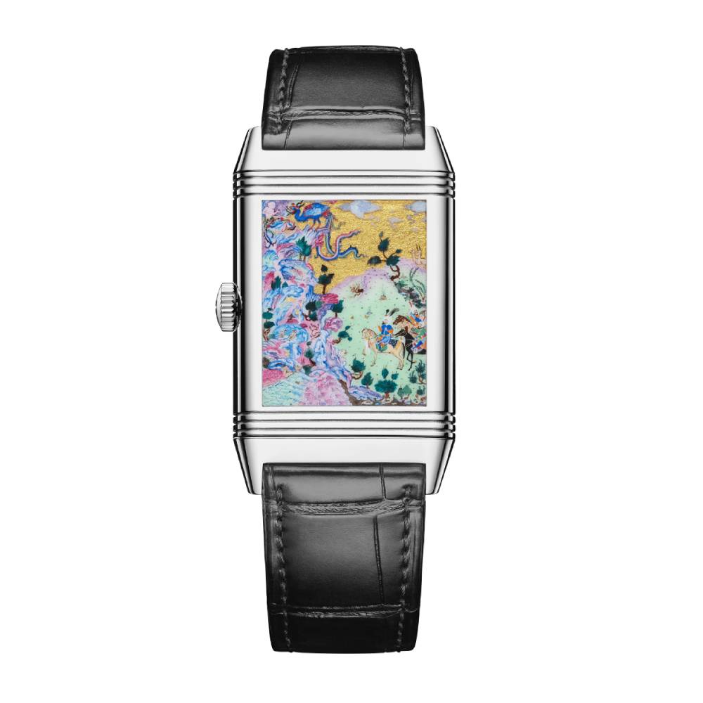 2025 Model Jaeger-LeCoultre Reverso Tribute Saam Comes To Alburz 45mm - Ref: Q39334S3 Green Dial in 18k White Gold Case, Black Leather