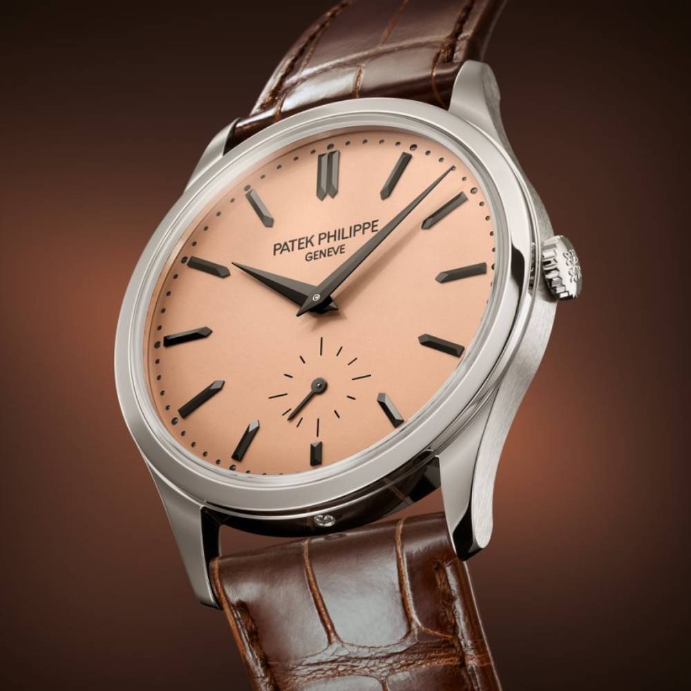 2025 Model Patek Philippe Calatrava 38 mm Watch - Ref: 6196P-001 - Opaline Dial in Platinum Chocolate Brown Leather Bracelet