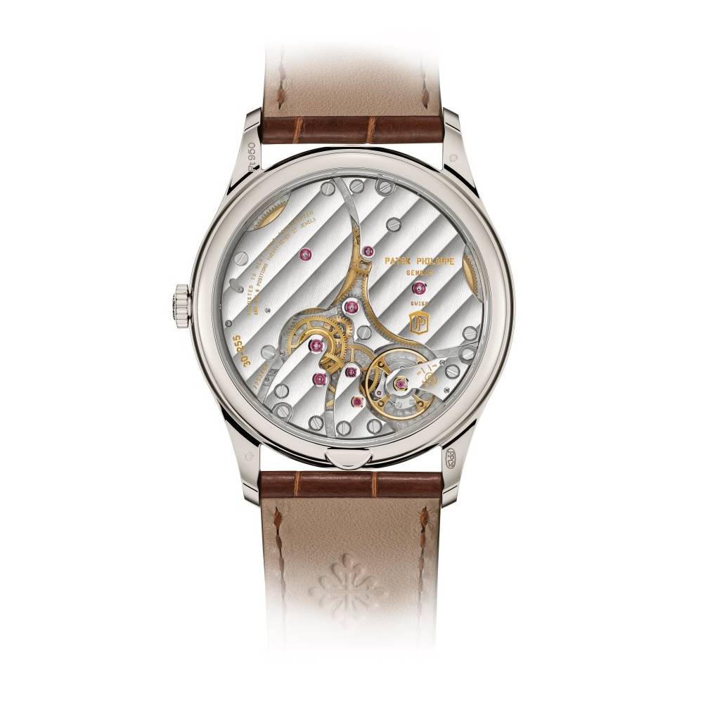 2025 Model Patek Philippe Calatrava 38 mm Watch - Ref: 6196P-001 - Opaline Dial in Platinum Chocolate Brown Leather Bracelet