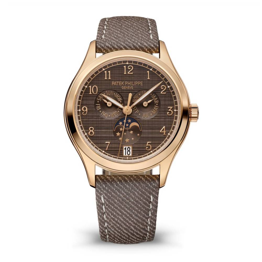 2025 Model Patek Philippe Complications 38 mm Watch - Ref: 4946R-001 - Maroon Brown Dial in 18K Rose Gold Black Calf Leather Bracelet