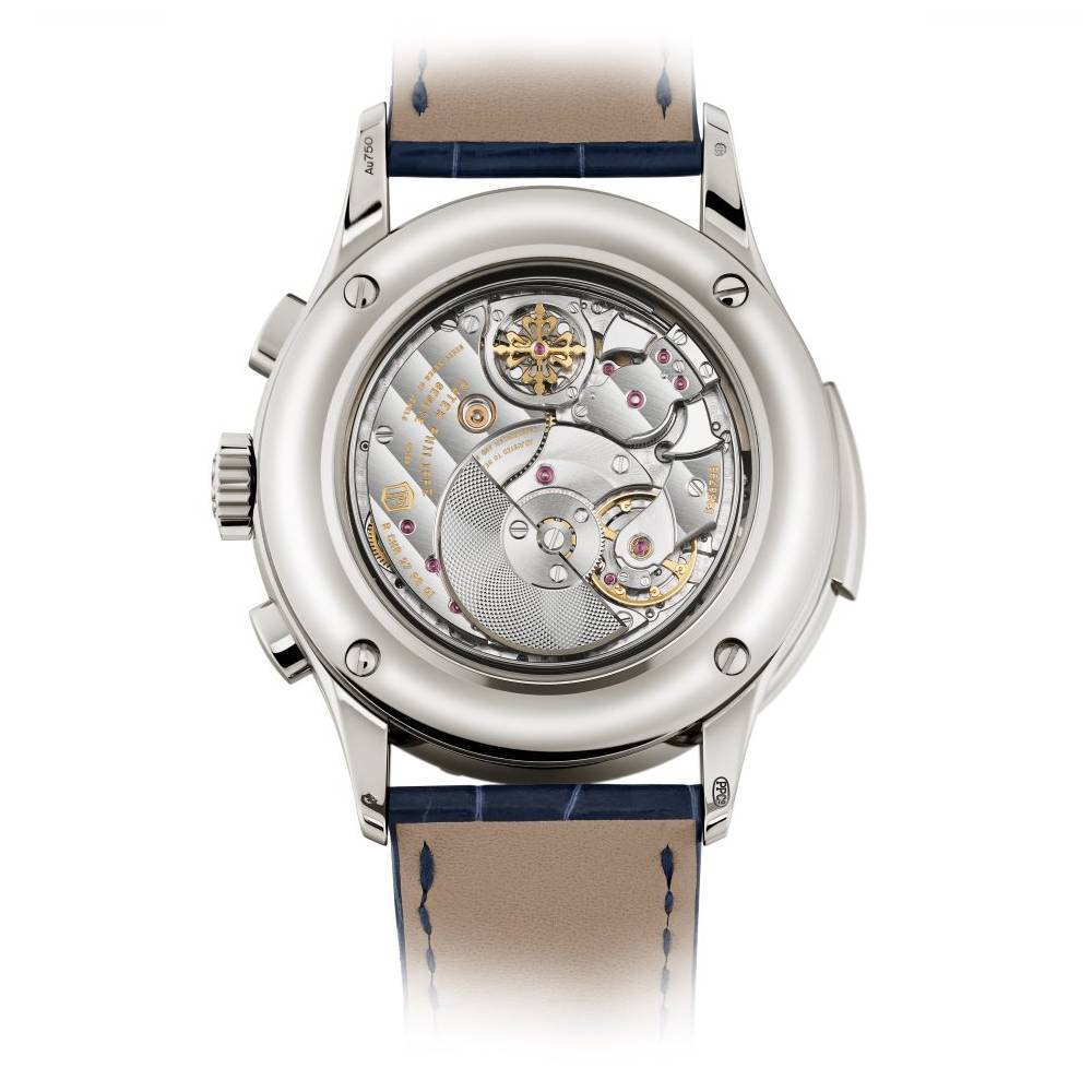 2025 Model Patek Philippe Grand Complications 42mm Watch - Ref: 5308G-001 - Sunburst Ice Blue Dial in 18K White Gold Shiny Navy Blue Alligator Strap