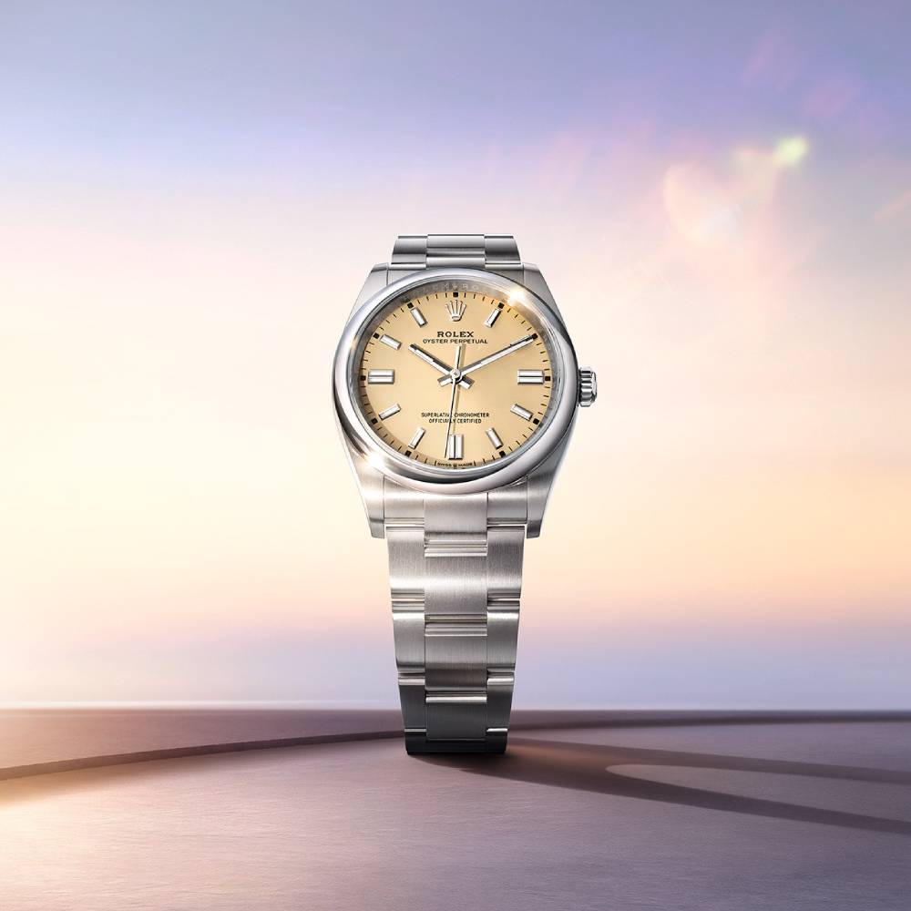 2025 Model Rolex Oyster Perpetual 36mm - Ref: 126000-0012 - Beige Dial, Stainless Steel Oyster Bracelet Watch