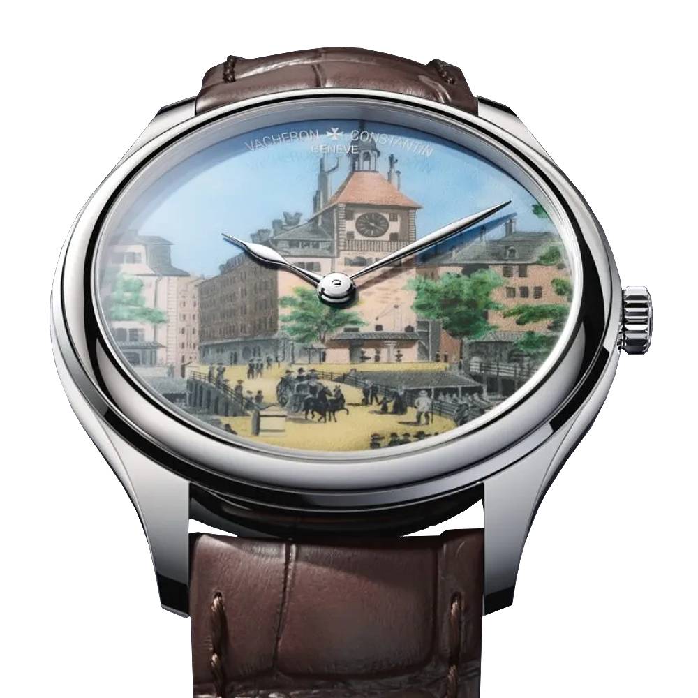 2025 Model Vacheron Constantin Les Cabinotiers Tribute to the Tour De L'île - Grand Feu Miniature Enamelling 40mm - Ref: 2400C/000P-418C 18K White Gold Dial in Platinum Case, Brown Leather