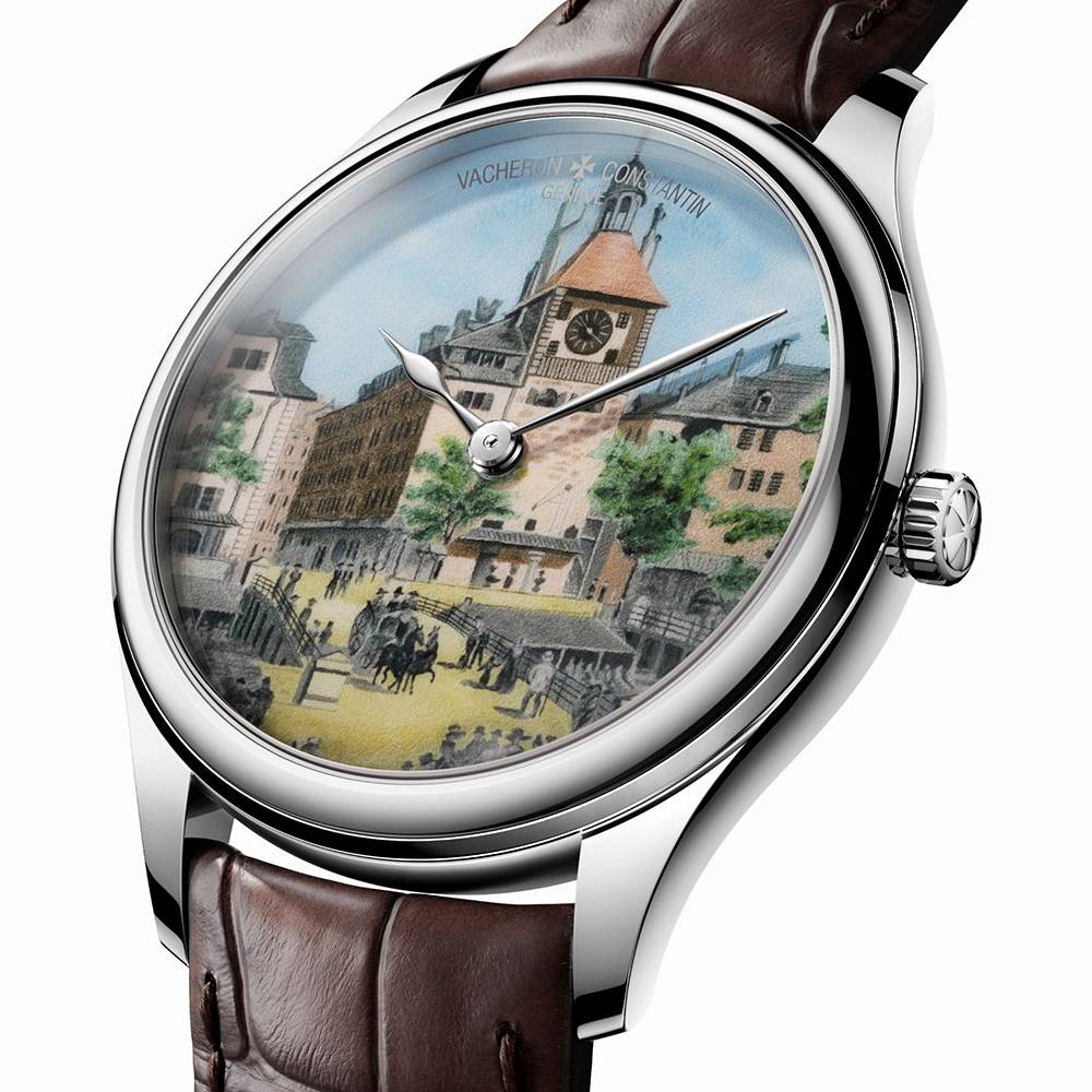 2025 Model Vacheron Constantin Les Cabinotiers Tribute to the Tour De L'île - Grand Feu Miniature Enamelling 40mm - Ref: 2400C/000P-418C 18K White Gold Dial in Platinum Case, Brown Leather