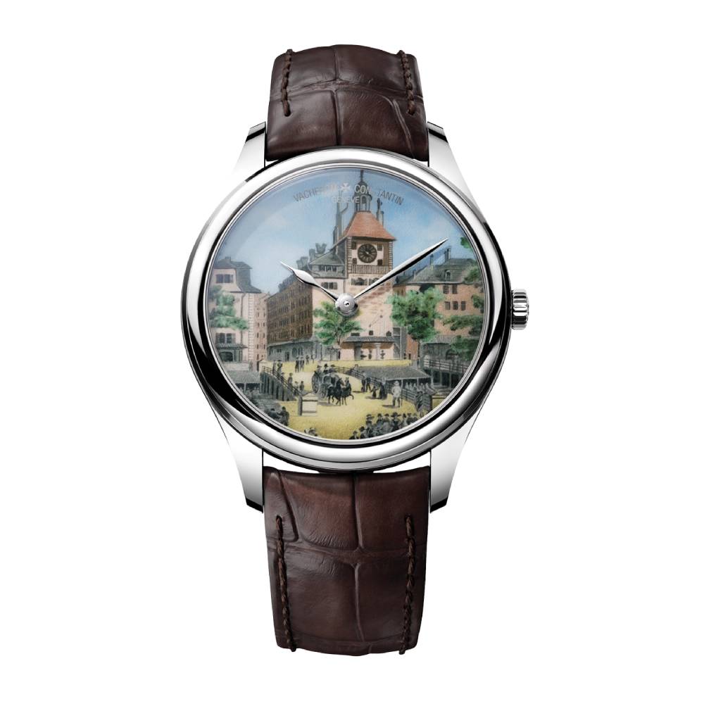 2025 Model Vacheron Constantin Les Cabinotiers Tribute to the Tour De L'île - Grand Feu Miniature Enamelling 40mm - Ref: 2400C/000P-418C 18K White Gold Dial in Platinum Case, Brown Leather