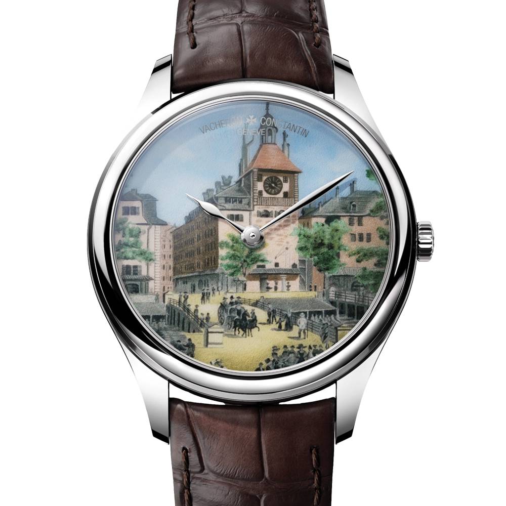 2025 Model Vacheron Constantin Les Cabinotiers Tribute to the Tour De L'île - Grand Feu Miniature Enamelling 40mm - Ref: 2400C/000P-418C 18K White Gold Dial in Platinum Case, Brown Leather