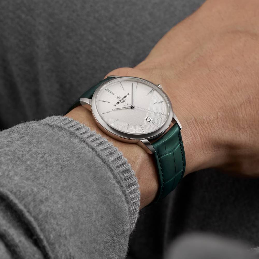 2025 Model Vacheron Constantin Patrimony 270th Anniversary 40mm - Ref: 85180/000G-H035 Silver Dial in 18k White Gold Case, Green Leather