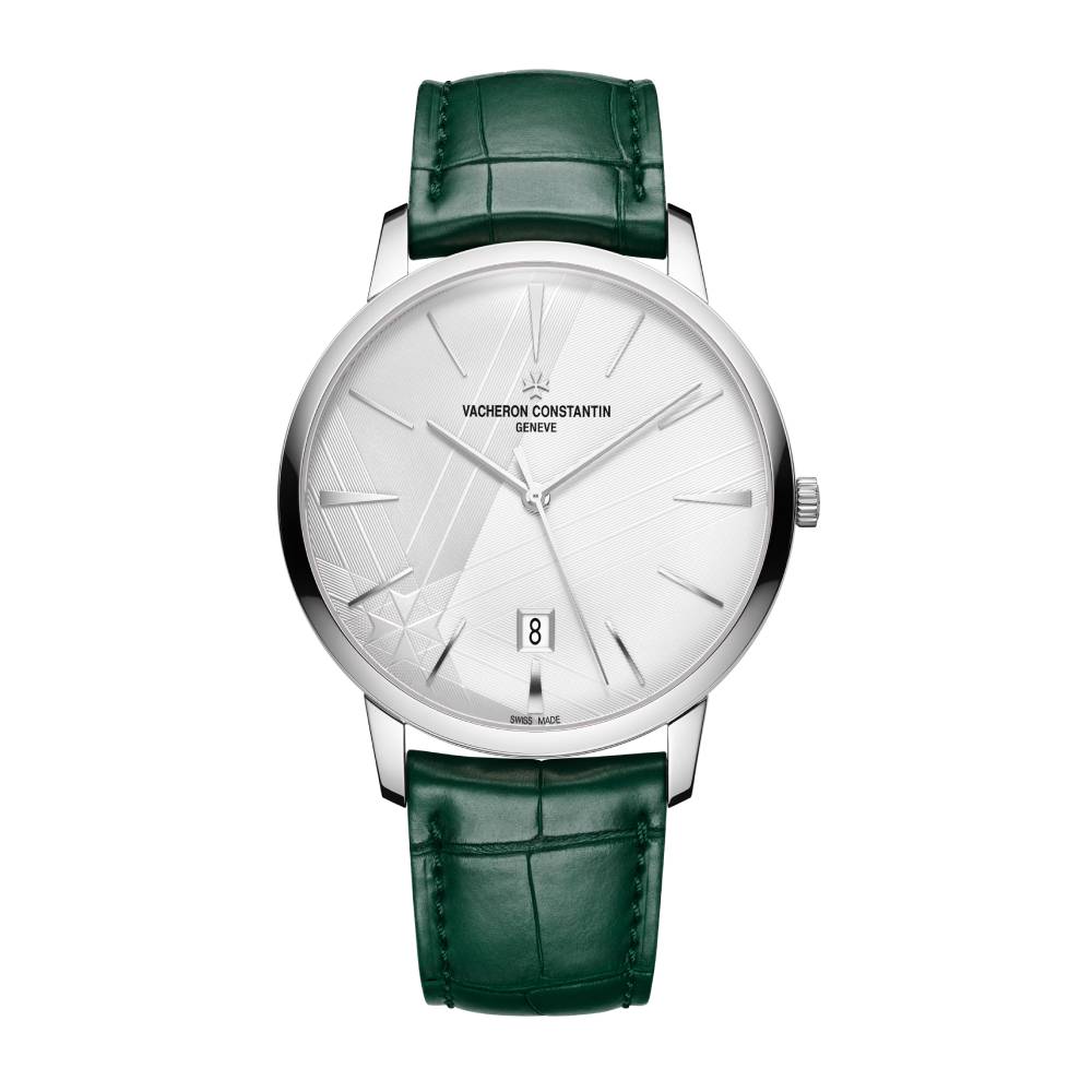 2025 Model Vacheron Constantin Patrimony 270th Anniversary 40mm - Ref: 85180/000G-H035 Silver Dial in 18k White Gold Case, Green Leather