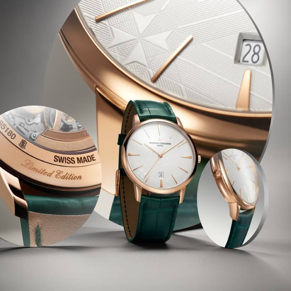 2025 Model Vacheron Constantin Patrimony 270th Anniversary 40mm - Ref: 85180/000R-H116 Silver Dial in 18k Rose Gold Case, Green Leather