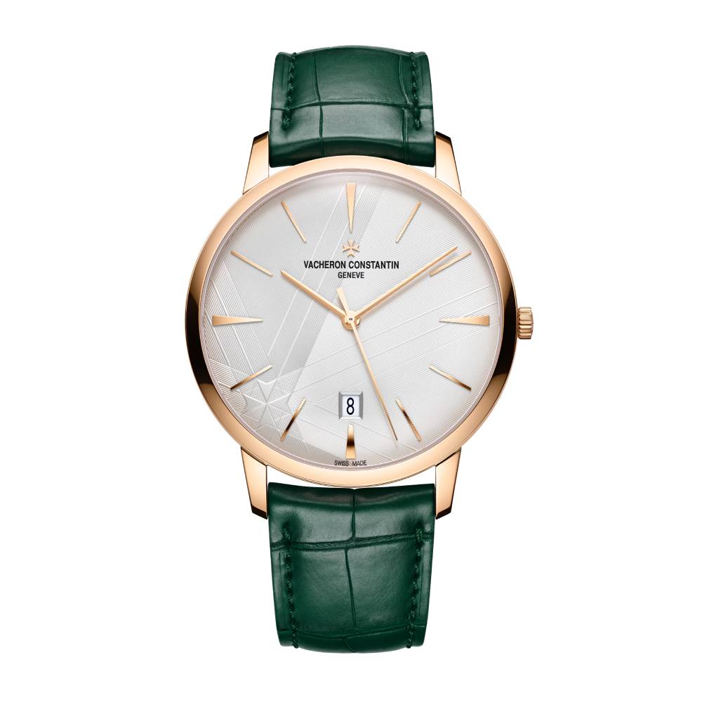 2025 Model Vacheron Constantin Patrimony 270th Anniversary 40mm - Ref: 85180/000R-H116 Silver Dial in 18k Rose Gold Case, Green Leather