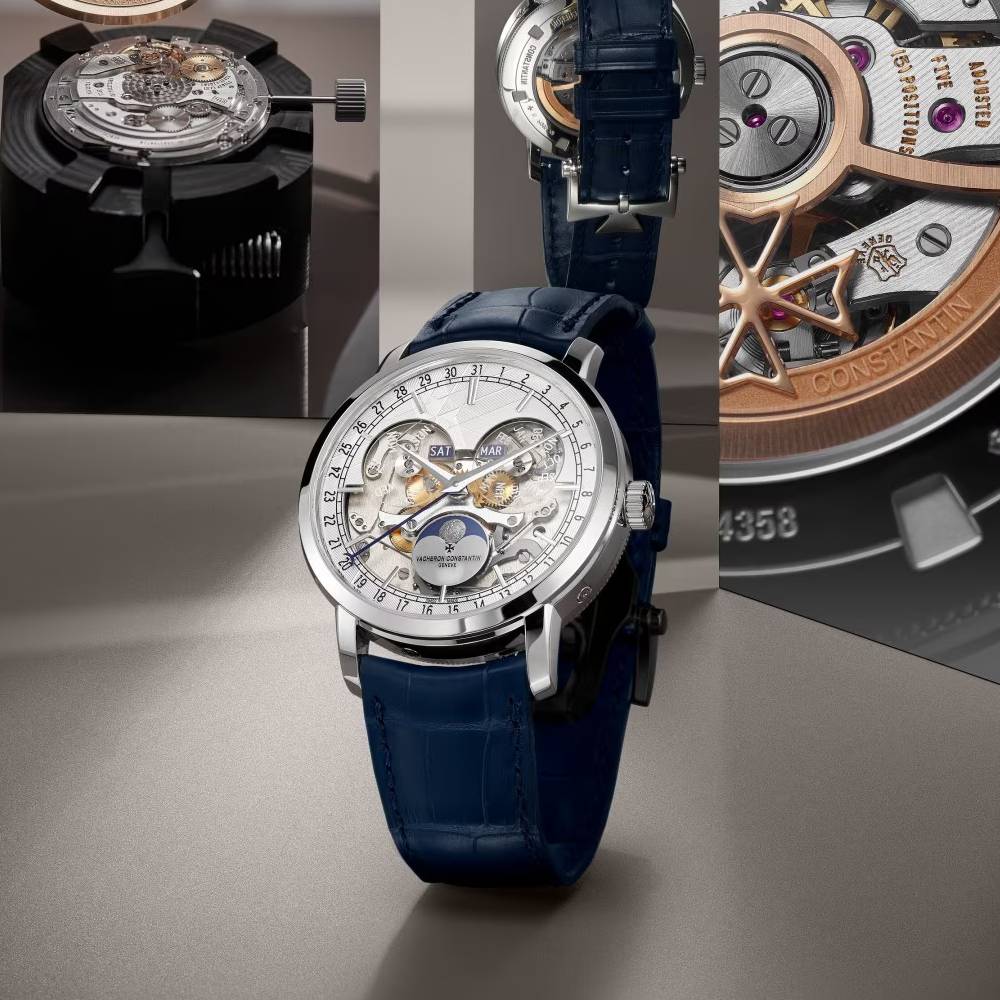2025 Model Vacheron Constantin Traditionnelle Complete Calendar Openface 270th Anniversary 41mm - Ref: 4020T/000P-H038 Silver Dial in Platinum Case, Dark Blue Leather