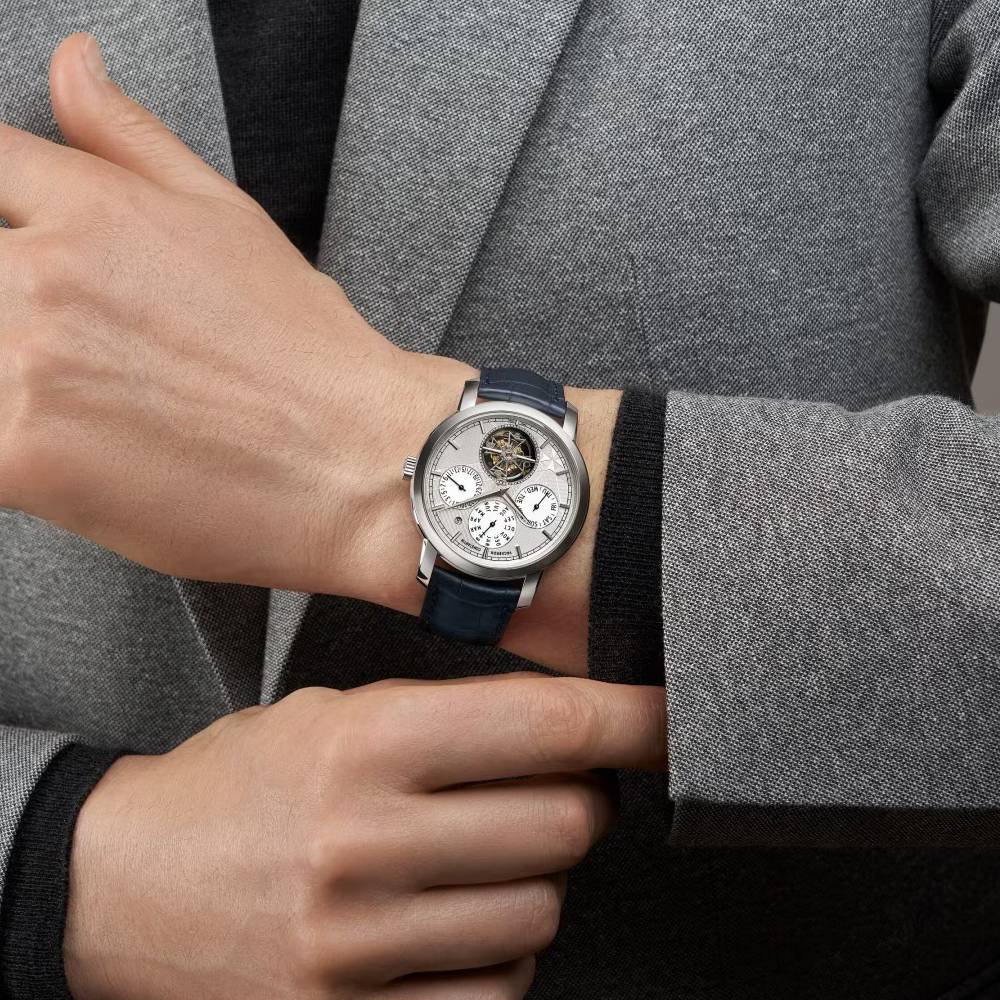 2025 Model Vacheron Constantin Traditionnelle Tourbillon Perpetual Calendar 270th Anniversary 42mm - Ref: 6300T/000P-H056 Silver Dial in Platinum Case, Dark Blue Leather