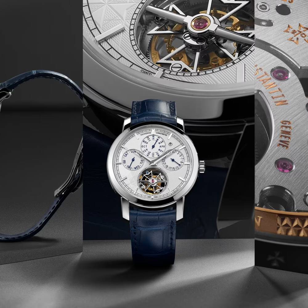 2025 Model Vacheron Constantin Traditionnelle Tourbillon Perpetual Calendar 270th Anniversary 42mm - Ref: 6300T/000P-H056 Silver Dial in Platinum Case, Dark Blue Leather