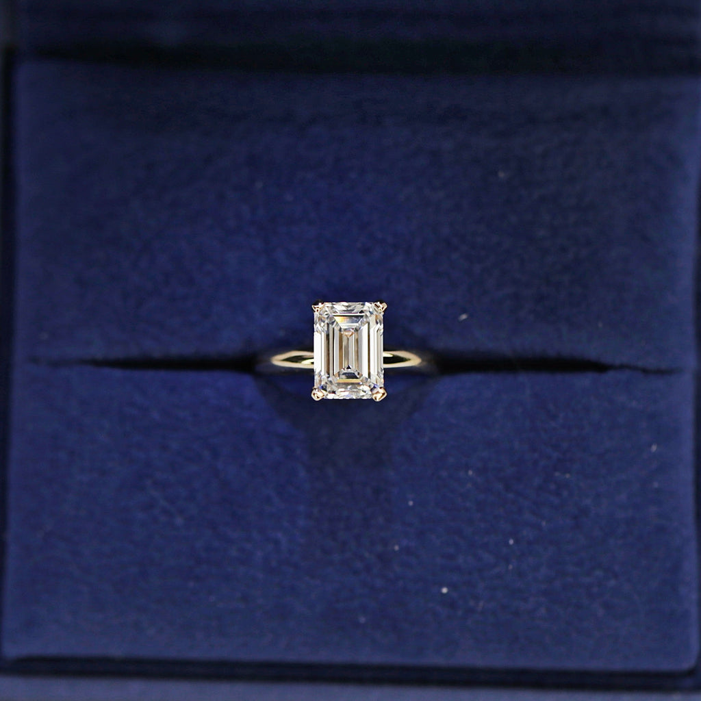 3.00ct Emerald Cut Solitaire Lab-grown Engagement Ring in 14k Yellow Gold ENG-11800