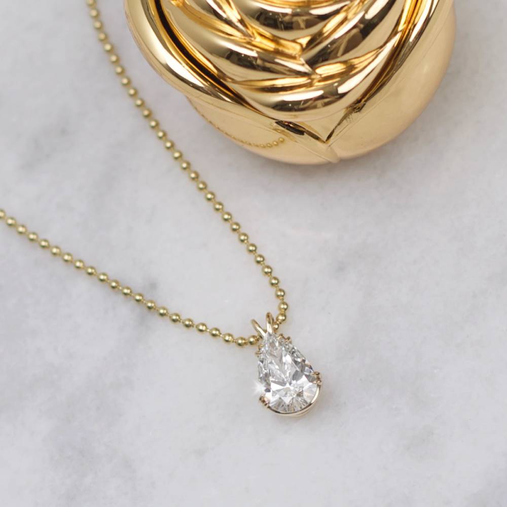 4.01ct. Pear Cut Lab Grown Diamond Pendant Set In 14K Yellow Gold
