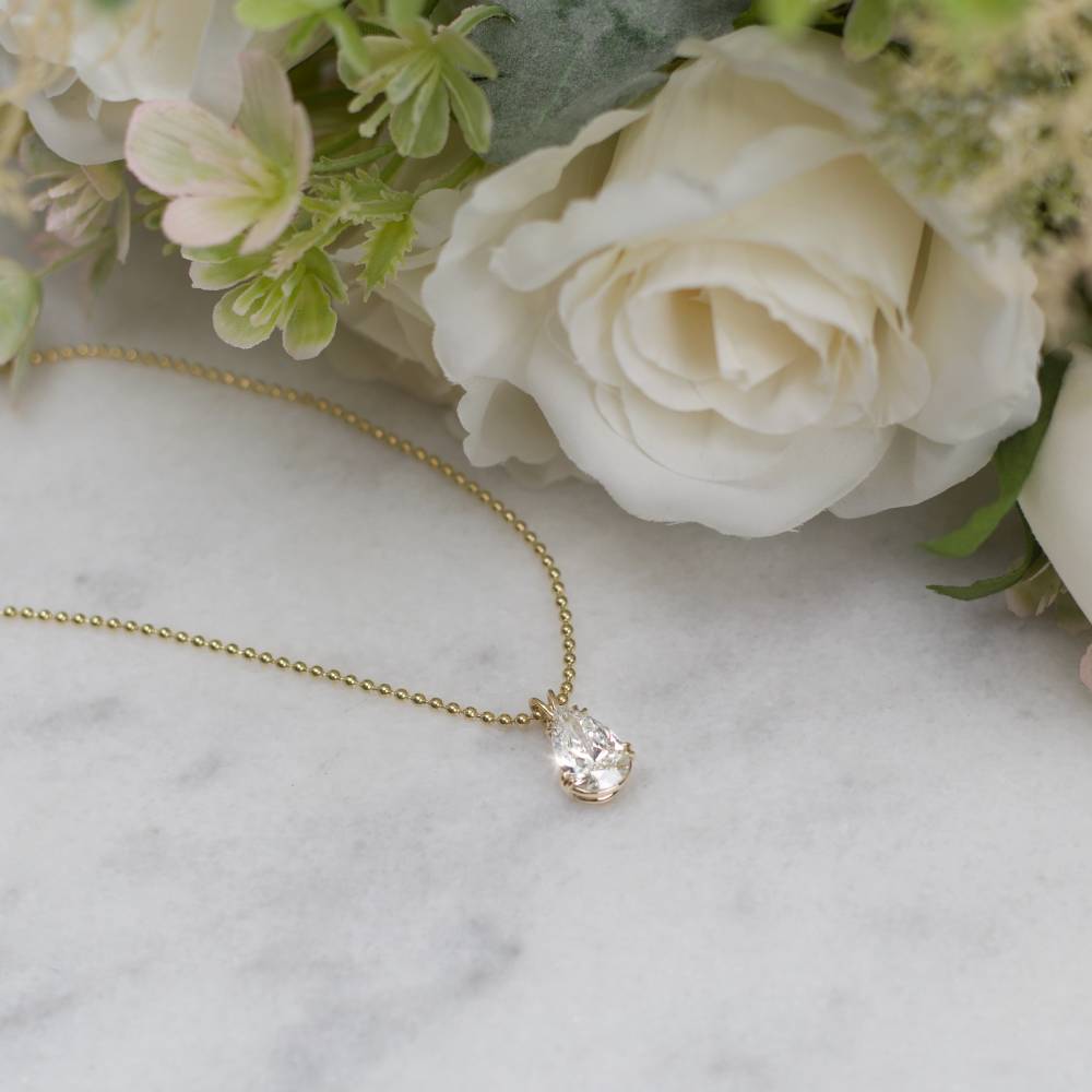 4.01ct. Pear Cut Lab Grown Diamond Pendant Set In 14K Yellow Gold