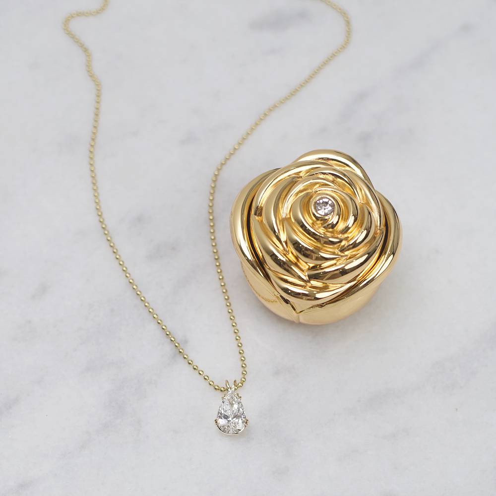 4.01ct. Pear Cut Lab Grown Diamond Pendant Set In 14K Yellow Gold