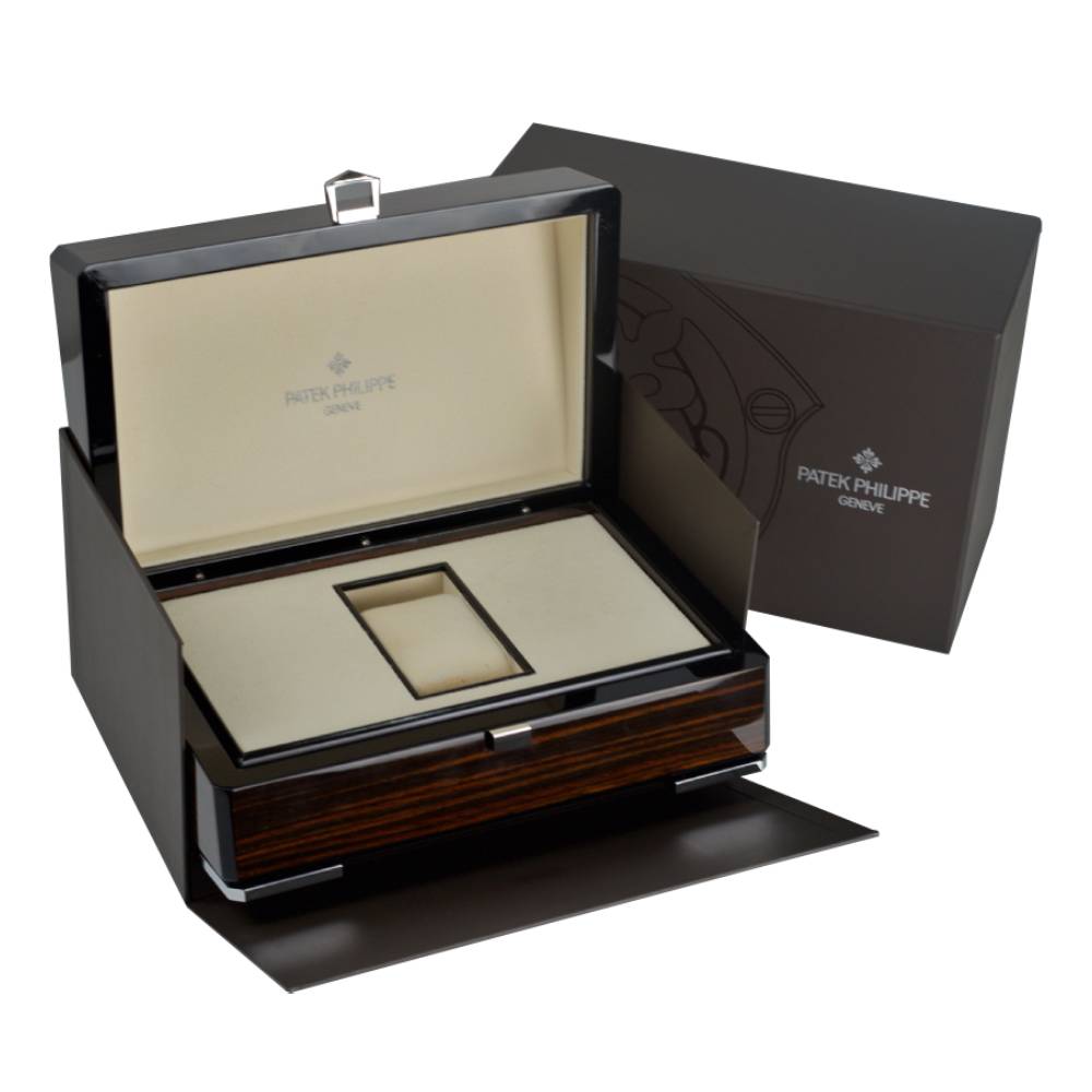 Patek Philippe Ladies Calatrava 33mm Women's Watch - Ref: 4897R-001 - Chocolate Brown Dial & Diamond Bezel in 18K Rose Gold Chocolate Brown Satin Strap