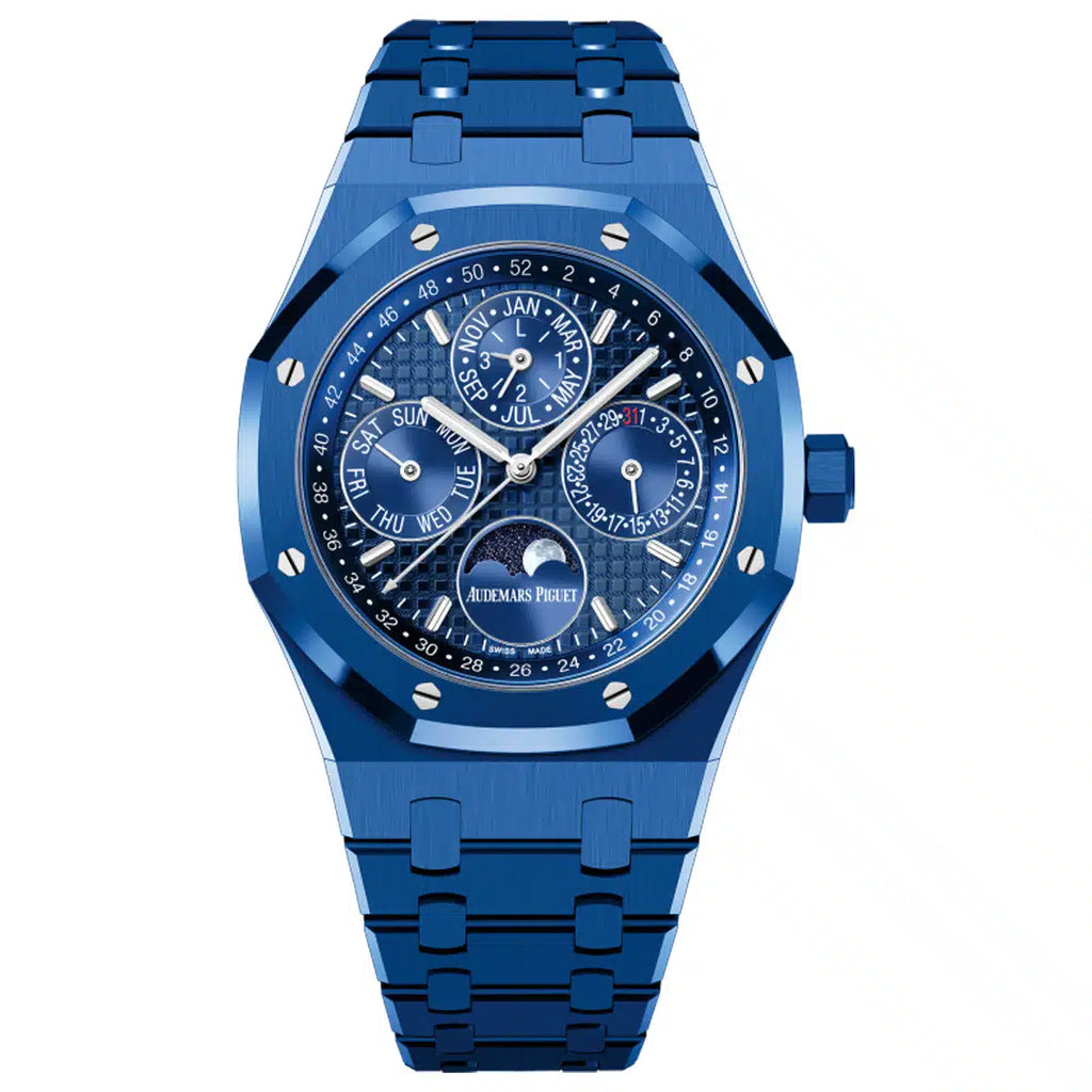 Audemars Piguet, Royal Oak 41 mm, Perpetual Calendar, Blue ceramic bracelet Watch, Ref. # 26579CS.OO.1225CS.01