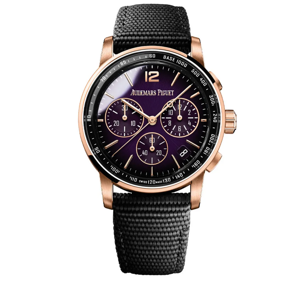 Audemars Piguet, Code 11.59 Selfwinding Chronograph Purple Dial Rose Gold Men's Watch, Ref. # 26393OR.OO.A002KB.02