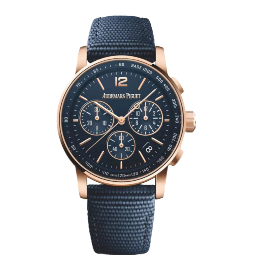 Audemars Piguet, Code 11.59 Selfwinding Chronograph Blue Dial Rose Gold Watch, Ref. # 26393OR.OO.A027KB.01