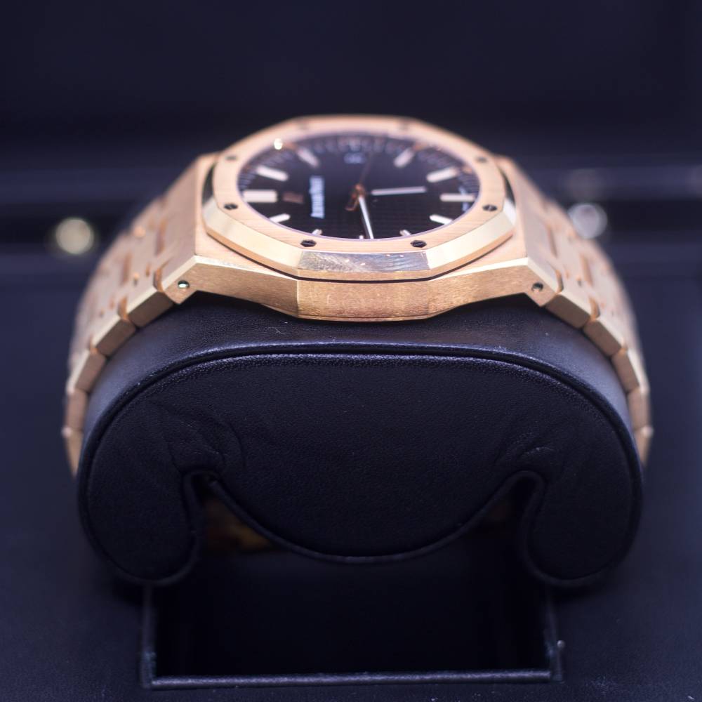 Audemars Piguet Royal Oak 41mm | 18k Rose Gold Bracelet, Black Dial, 18k Rose Gold Case | Mens Watch, Ref. 15500OR.OO.1220OR.01