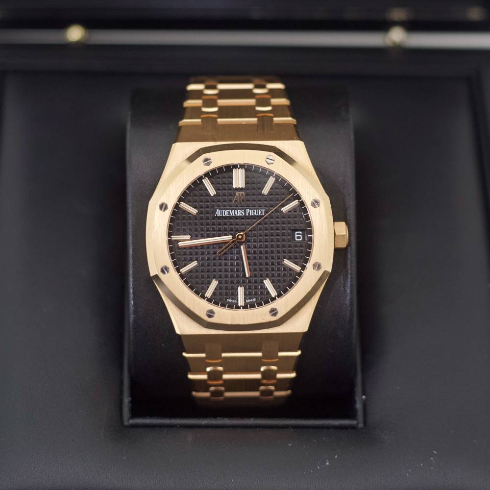 Audemars Piguet Royal Oak 41mm | 18k Rose Gold Bracelet, Black Dial, 18k Rose Gold Case | Mens Watch, Ref. 15500OR.OO.1220OR.01