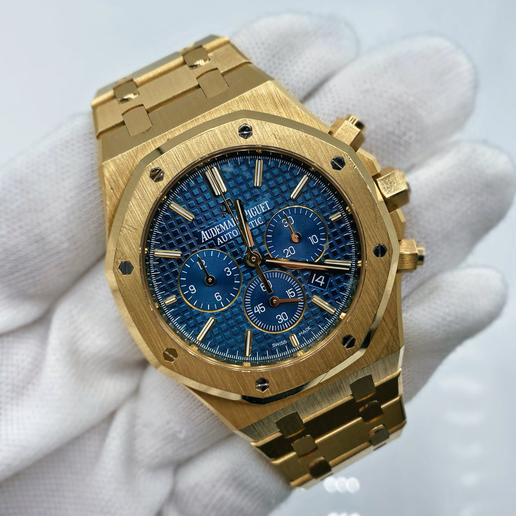 Audemars Piguet Royal Oak 41mm | 18k yellow gold bracelet | Blue Dial | 18k yellow gold Case | Mens Watch, Ref. 26320BA.OO.1220BA.02